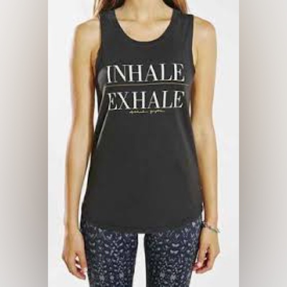 Spiritual Gangster Black 'Inhale Exhale' Muscle Tank Top Small